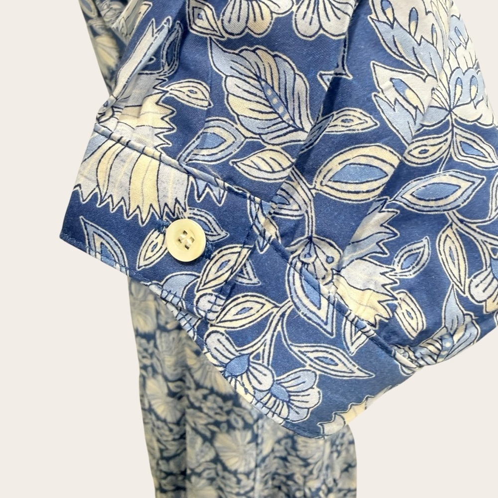 J. McLaughlin Small Cerina Silk Floral Print Belted Midi Dress Palmilla Blue NWT - Picture 7 of 16